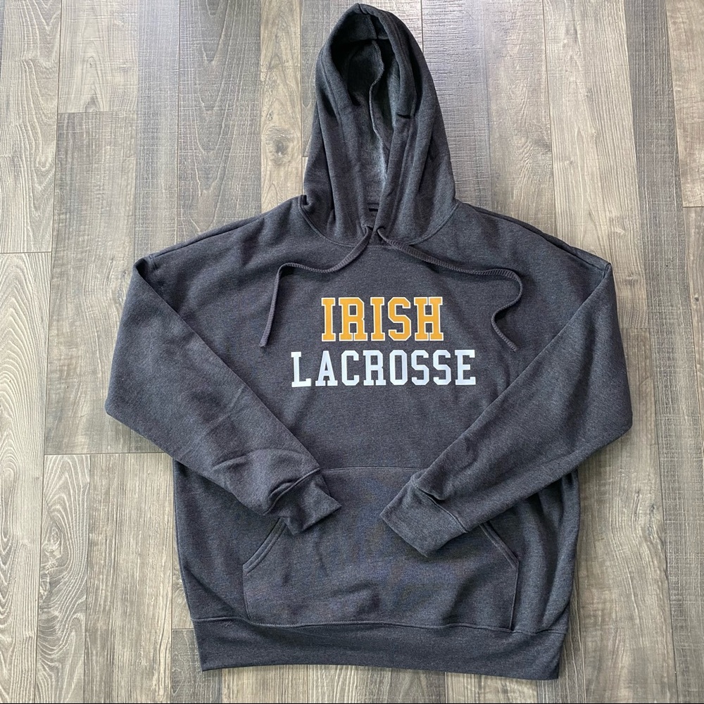NEW IRISH Lacrosse Soft Sponge Super Soft Fleece Hood Dark Grey Heather